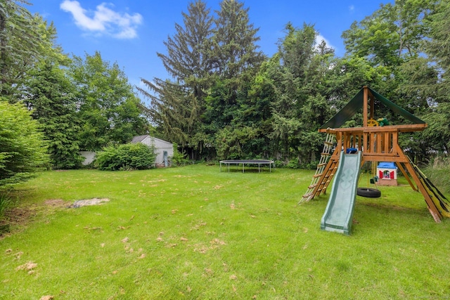 24 Cambridge Dr, Southington, CT 06489 - view of green lawn featuring a trampoline and a playground
