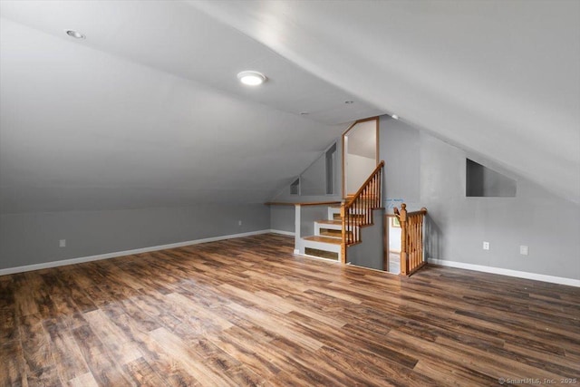 29 Pembroke Rd, Hamden, CT 06514 - bonus room featuring wood finished floors, lofted ceiling, and stairway
