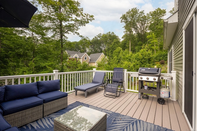 13 Spruce Ridge Dr, New Fairfield, CT 06812 - wooden deck with an outdoor hangout area and a grill