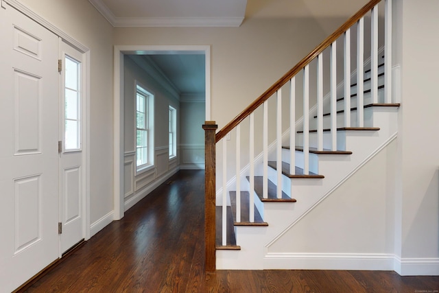 13 Spruce Ridge Dr, New Fairfield, CT 06812 - entryway featuring wood finished floors, stairs, and crown molding