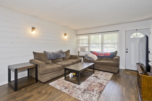 6 Weymouth Dr, Enfield, CT 06082 - living area featuring dark wood-style floors and wood walls