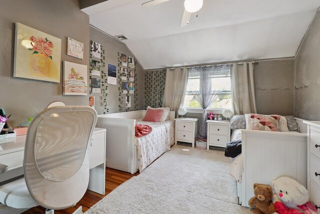 283 Third Ave, West Haven, CT 06516 - bedroom featuring vaulted ceiling, wood finished floors, and a ceiling fan