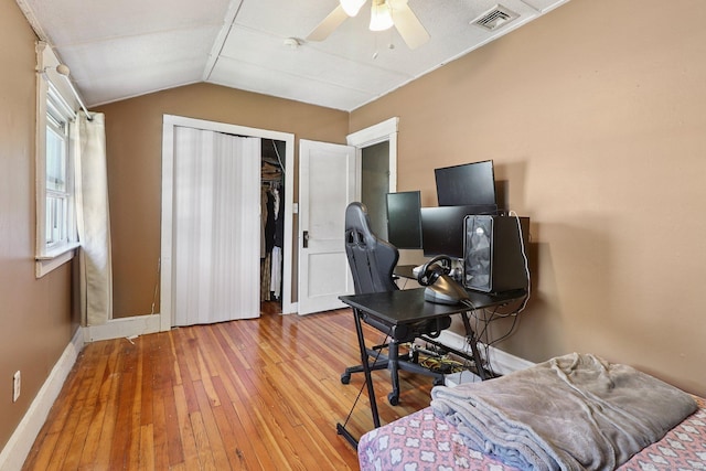 283 Third Ave, West Haven, CT 06516 - office space with hardwood / wood-style floors, lofted ceiling, and ceiling fan