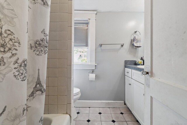 283 Third Ave, West Haven, CT 06516 - bathroom with vanity, tile patterned flooring, and shower / bathtub combination with curtain