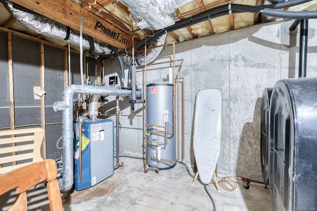 1047 Merrow Rd, Coventry, CT 06238 - utility room with gas water heater, heating fuel, and a heating unit