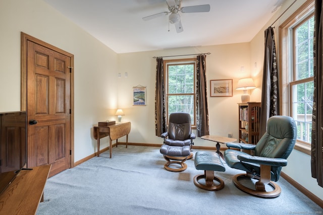 1047 Merrow Rd, Coventry, CT 06238 - living area featuring carpet flooring and ceiling fan