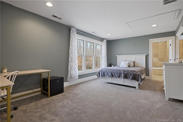 275 Chestnut Grv, Guilford, CT 06437 - carpeted bedroom with attic access, recessed lighting, and a desk