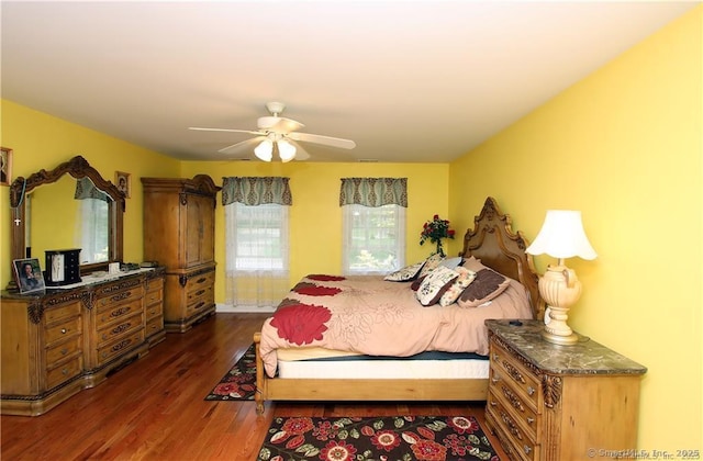 109 Davis Rd, Seymour, CT 06483 - bedroom with dark wood-style flooring and ceiling fan
