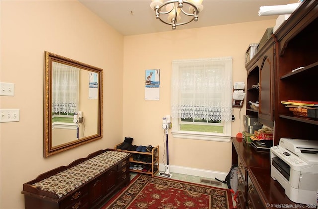 109 Davis Rd, Seymour, CT 06483 - office space with baseboards and a chandelier