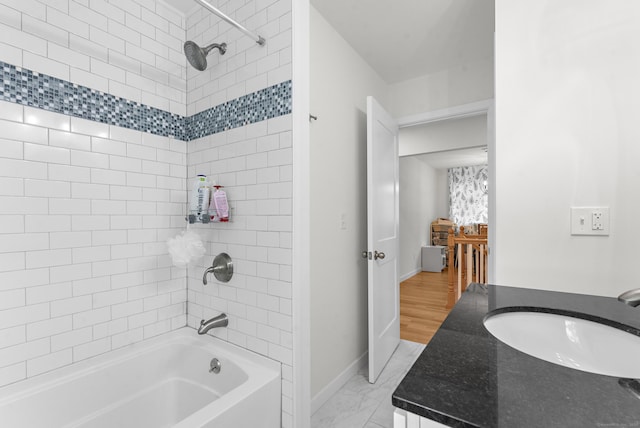 2 Sabrinas Ct, Norwich, CT 06360 - full bath with washtub / shower combination, marble look tile flooring, and vanity