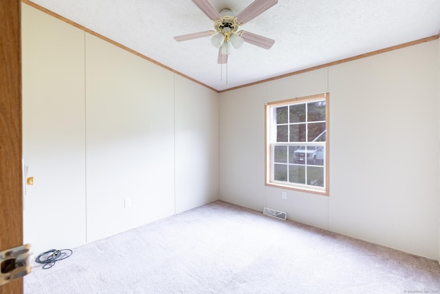 8 Haley Ln, Windham, CT 06256 - carpeted spare room featuring ornamental molding, a ceiling fan, and a textured ceiling