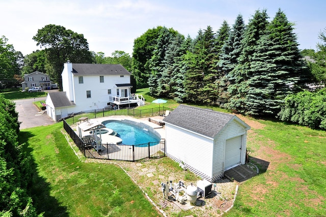 503 Mulberry St, Southington, CT 06479 - view of swimming pool with a pool with connected hot tub and an outbuilding