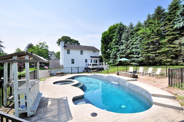 503 Mulberry St, Southington, CT 06479 - view of swimming pool featuring a fenced backyard, a patio, and a pool with connected hot tub