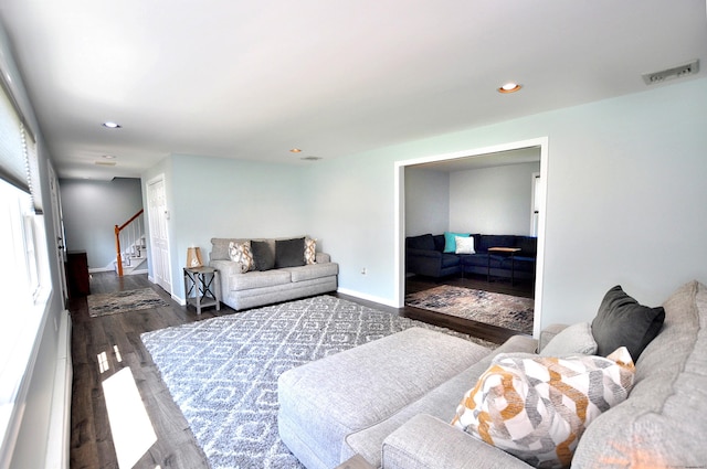 503 Mulberry St, Southington, CT 06479 - living area with stairway, wood finished floors, and recessed lighting
