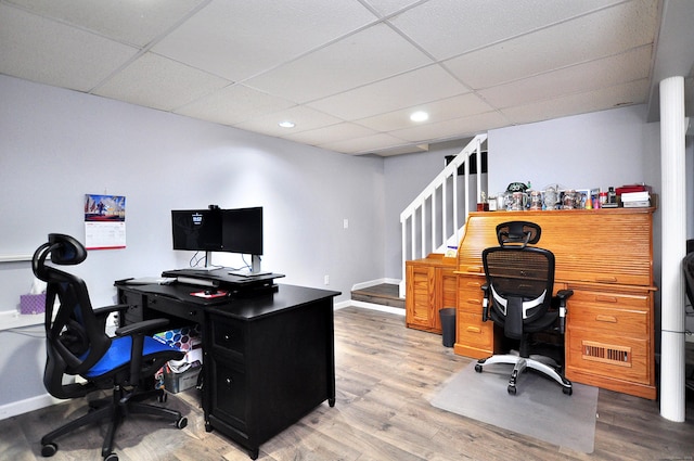 503 Mulberry St, Southington, CT 06479 - home office featuring light wood finished floors, a paneled ceiling, and recessed lighting