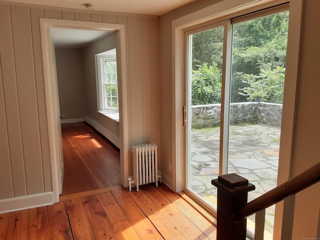 67 Hanover Rd, Newtown, CT 06470 - doorway to outside featuring radiator and light wood-type flooring