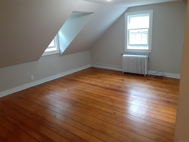 67 Hanover Rd, Newtown, CT 06470 - additional living space featuring radiator, lofted ceiling, and wood-type flooring