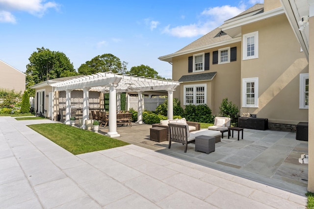 336 Ocean Dr W, Stamford, CT 06902 - view of patio / terrace with a pergola and an outdoor living space
