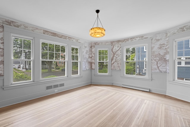 119 Westwood Rd, New Haven, CT 06515 - unfurnished sunroom with baseboard heating