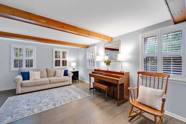 268 Hattertown Rd, Monroe, CT 06468 - living room featuring beamed ceiling and wood finished floors
