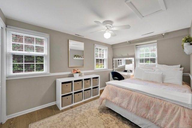 268 Hattertown Rd, Monroe, CT 06468 - bedroom featuring attic access, wood finished floors, and a ceiling fan