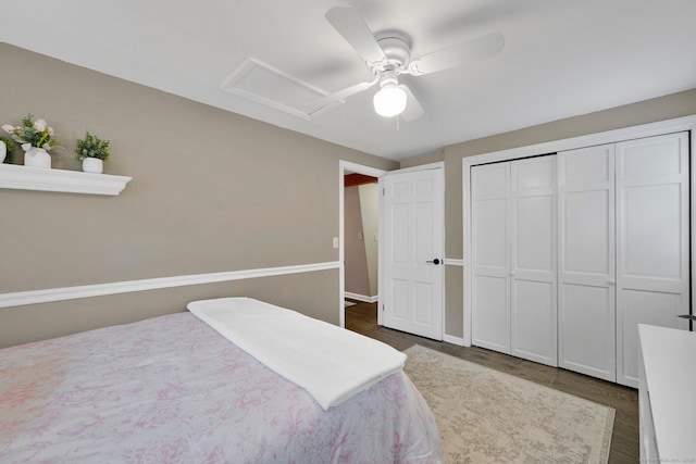 268 Hattertown Rd, Monroe, CT 06468 - bedroom with attic access, ceiling fan, and a closet
