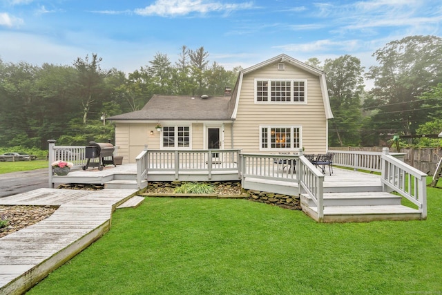 268 Hattertown Rd, Monroe, CT 06468 - back of house with a lawn, a deck, and a shingled roof