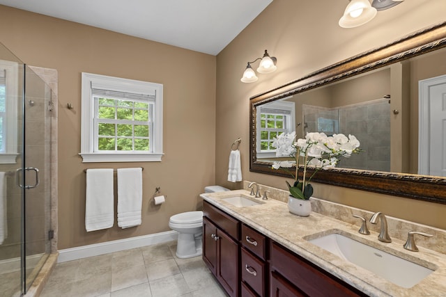 28 Hoop Pole Hill Rd, Chester, CT 06412 - full bathroom featuring a stall shower, double vanity, and tile patterned flooring