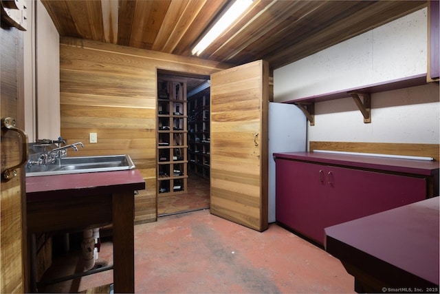 52 Cooper Hill Rd, Salisbury, CT 06068 - miscellaneous room with concrete flooring, wood walls, and wood ceiling
