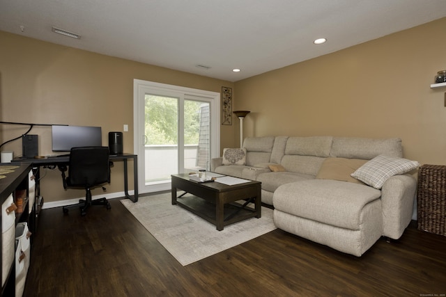 73 Landing Cir Unit 73, Suffield, CT 06078 - living area featuring wood finished floors, a desk, and recessed lighting