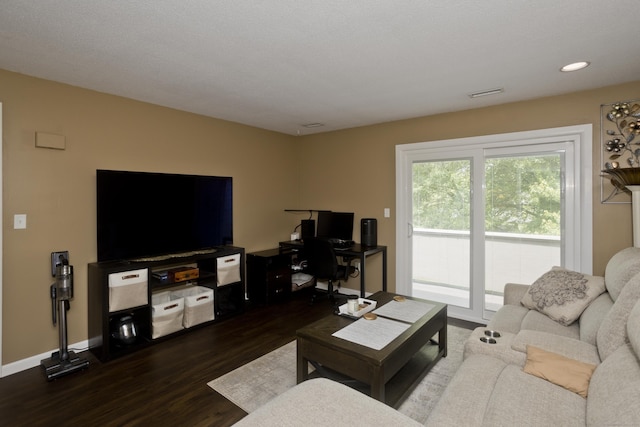 73 Landing Cir Unit 73, Suffield, CT 06078 - living area featuring dark wood-type flooring and recessed lighting