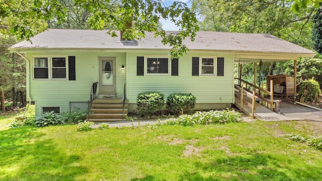 31 Richard Rd, Ledyard, CT 06335 - view of front facade featuring a front lawn, entry steps, and a chimney
