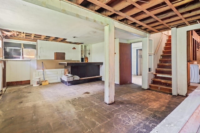 31 Richard Rd, Ledyard, CT 06335 - basement with stairway and washer / dryer