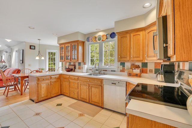344 Oxbow Rd, Haddam, CT 06422 - kitchen featuring dishwasher, a peninsula, stainless steel range with electric stovetop, healthy amount of natural light, and recessed lighting