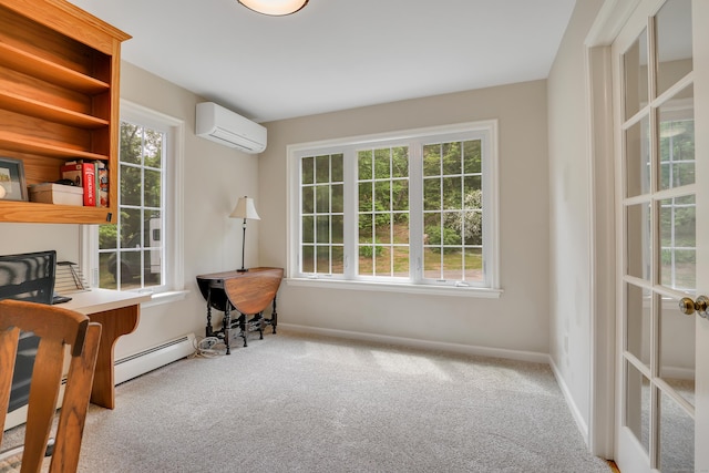 344 Oxbow Rd, Haddam, CT 06422 - carpeted office with a wall unit AC, a baseboard heating unit, and healthy amount of natural light