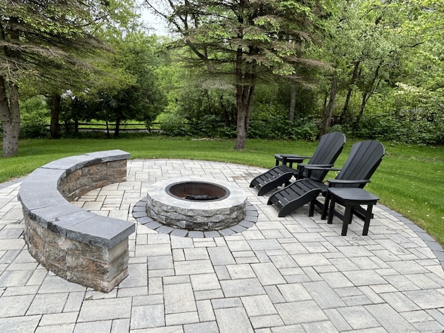 344 Oxbow Rd, Haddam, CT 06422 - view of patio / terrace featuring a fire pit