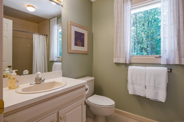 5 Billingsgate, Avon, CT 06001 - bathroom with plenty of natural light, vanity, tile patterned floors, and curtained shower