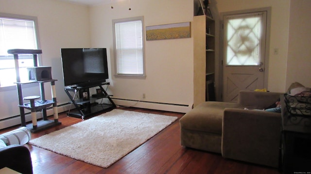 195 E Pearl St, Torrington, CT 06790 - living area with hardwood / wood-style flooring and a baseboard heating unit