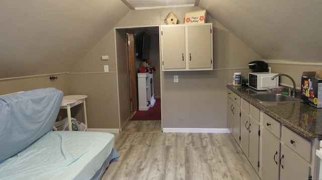 195 E Pearl St, Torrington, CT 06790 - bedroom with light wood-style flooring and vaulted ceiling