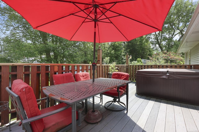 32 Butternut Ridge Rd, Waterbury, CT 06706 - deck featuring outdoor dining area and a hot tub