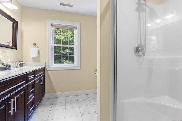 257 Ichabod Rd, Southbury, CT 06488 - full bathroom featuring double vanity, a shower, and marble finish floors