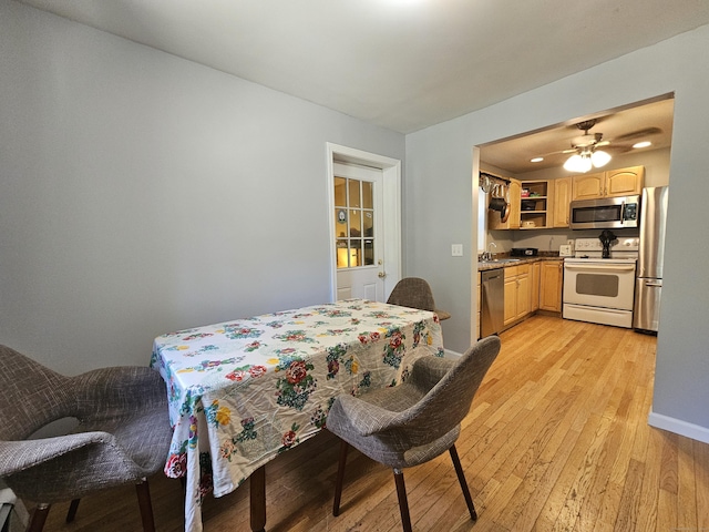 15 Clark Hill Rd, Prospect, CT 06712 - dining room with light wood finished floors and ceiling fan