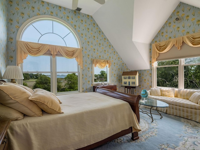 77 E Wharf Rd, Madison, CT 06443 - bedroom with wallpapered walls and vaulted ceiling