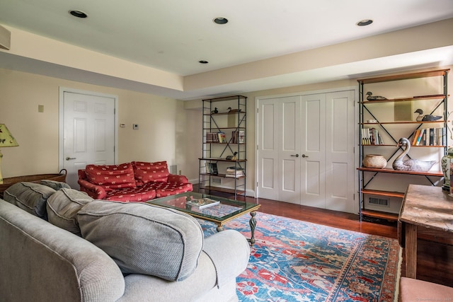77 E Wharf Rd, Madison, CT 06443 - living room featuring wood finished floors and recessed lighting