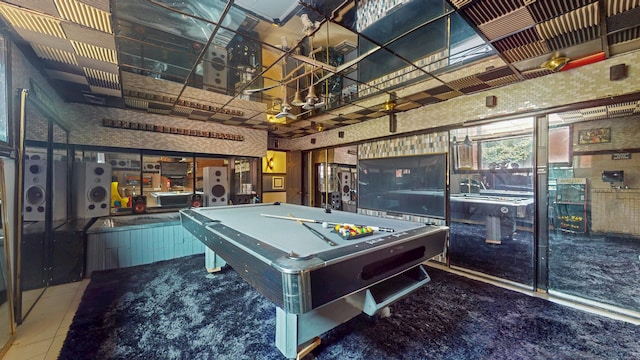 167 George St, Hartford, CT 06114 - recreation room featuring a high ceiling, billiards table, and tile patterned flooring