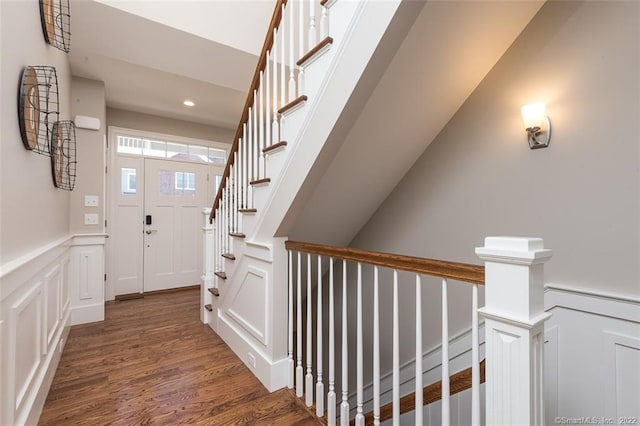 120 Yorkshire Ct Unit 120, Farmington, CT 06032 - foyer with a decorative wall, wood finished floors, recessed lighting, and wainscoting