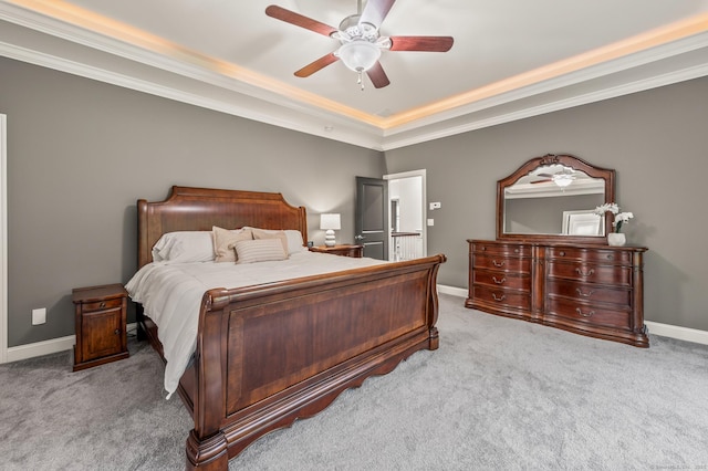 35 Bridgehampton Xing, Farmington, CT 06085 - bedroom featuring carpet floors, crown molding, a ceiling fan, and a tray ceiling