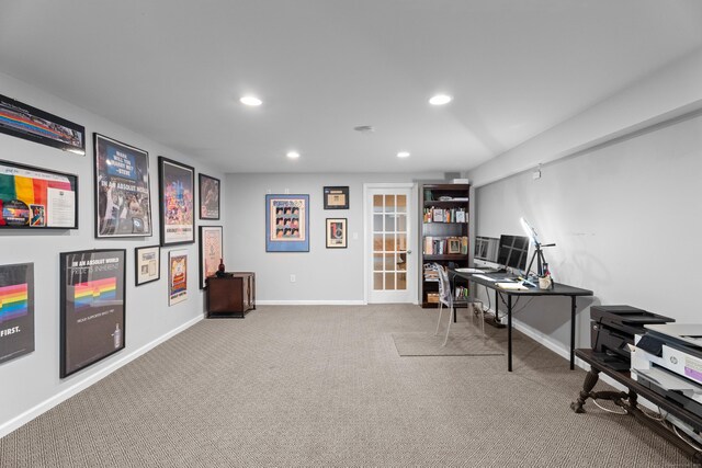 45 Shaker Ct, Guilford, CT 06437 - office space featuring recessed lighting, carpet flooring, and french doors