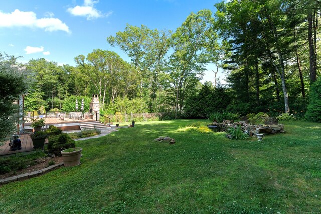 45 Shaker Ct, Guilford, CT 06437 - view of grassy yard with a wooden deck