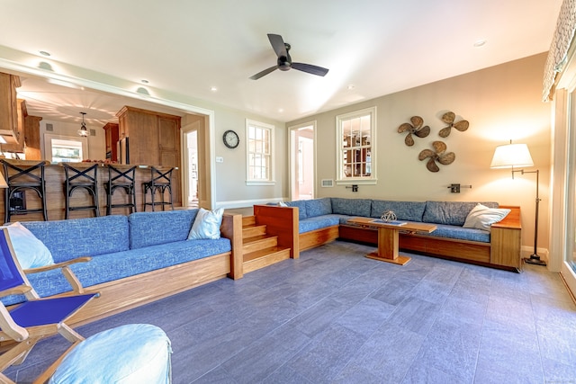 55 Main St, East Haddam, CT 06423 - living room with a ceiling fan, healthy amount of natural light, and recessed lighting